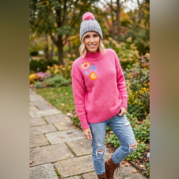 vine tree Sweaters - VINE TREE Embroidered floral mock neck sweater combo size S/M M/L